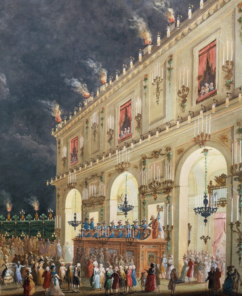 Festa notturna al cortile del Casino delle Cascine in onore del granduca Ferdinando III - Palazzo Pitti, Firenze, dettaglio